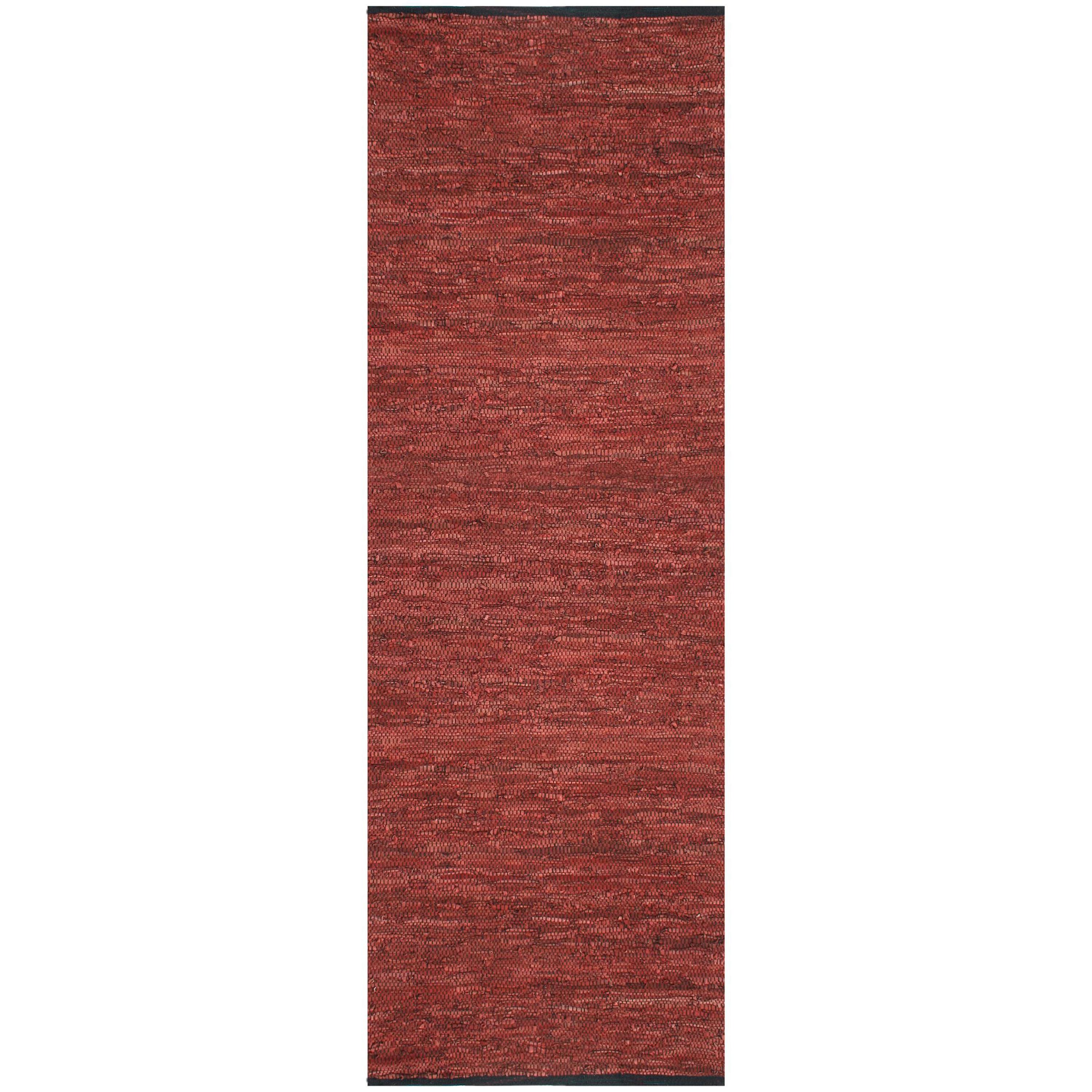 Hand woven Matador Copper Leather Rug (26 X 12)