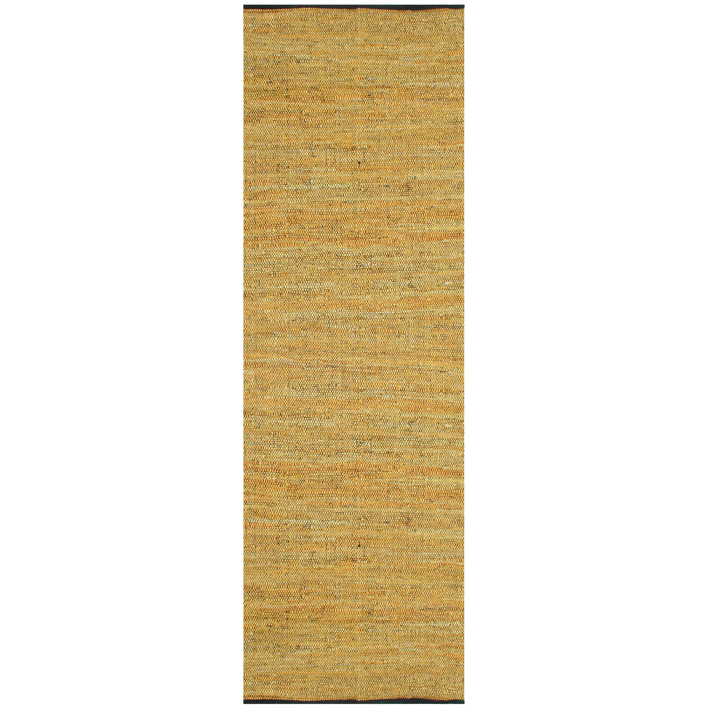 Hand woven Matador Gold Leather Rug (26 X 12)