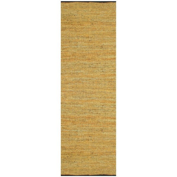 Hand woven Matador Gold Leather Rug (2'6 x 12) St Croix Trading Runner Rugs