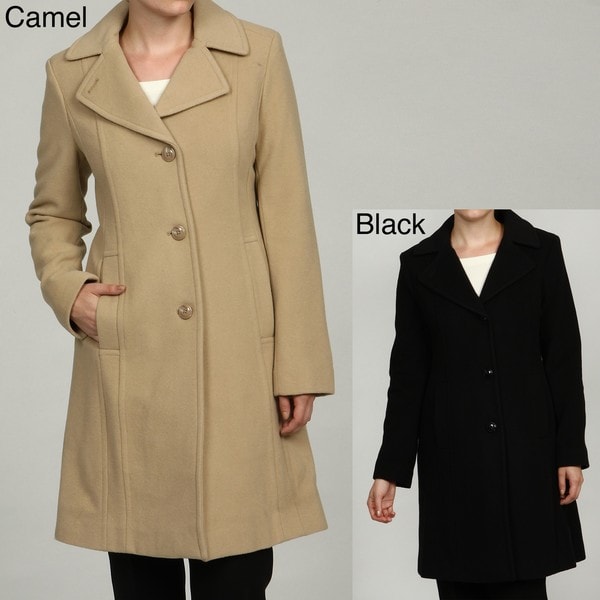 anne klein black wool coat