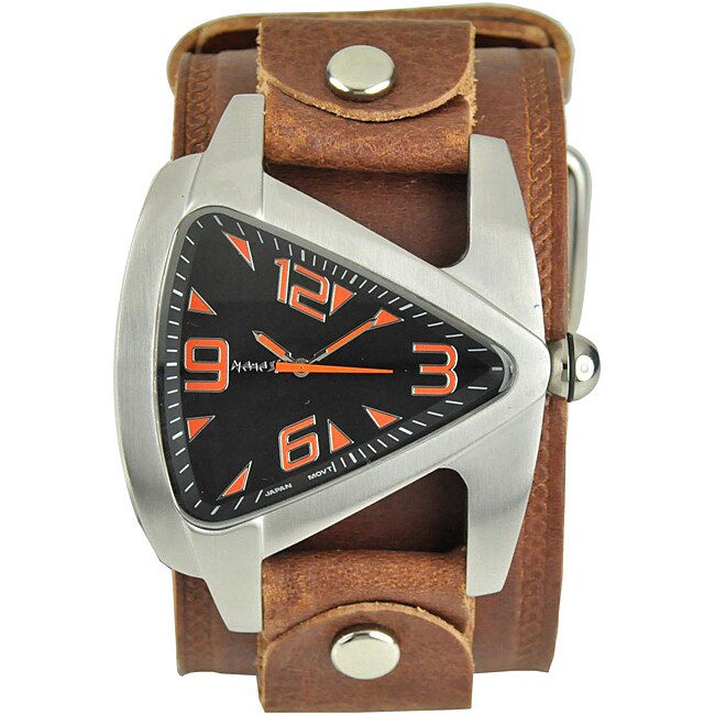 Nemesis Men's Orange Triangle Leather Band Watch