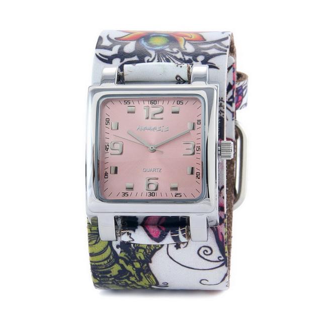 Nemesis Womens Punk Rock Floral Design Leather Cuff Band Watch