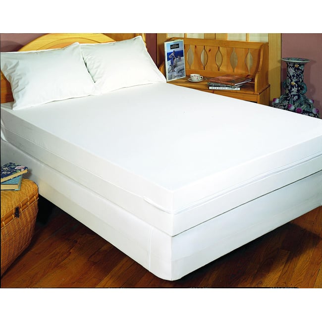 Pure Cotton Twin-size Extra Long Allergy Bedding Protection Set - White