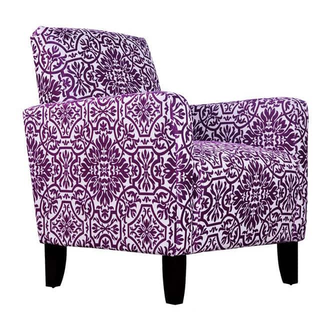 Handy Living Sutton Modern Damask Provence Purple Arm Chair