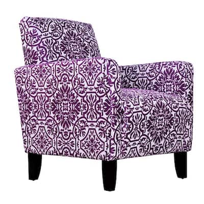 Handy Living Sutton Modern Damask Provence Purple Arm Chair