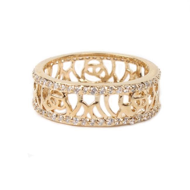 NEXTE Jewelry Goldtone Cubic Zirconia Filigree Band  