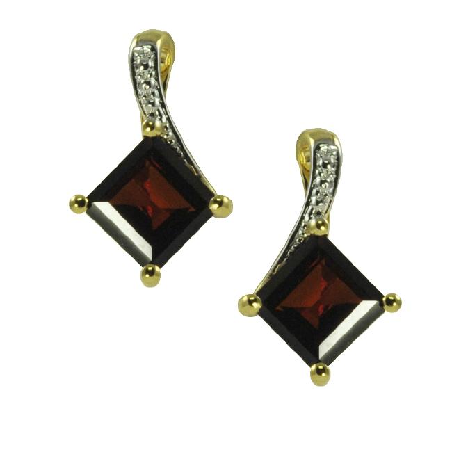 Gems For You 14k Gold Over Silver Square Cut Garnet Earrings Gems For You 14k Gold Over Silver Square Cut Garnet Earrings