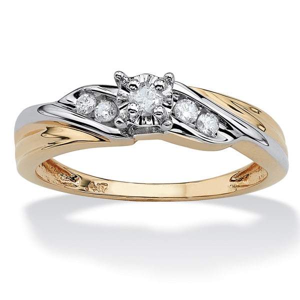 PalmBeach 10k Yellow Gold 1/5ct TDW Diamond Side Heart Detail Ring (H