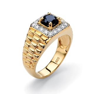mens 139 carat genuine midnight blue sapphire 18k gold over sterling silver classic ring - Overstock Wedding Rings mens 139 carat genuine midnight blue sapphire 18k gold over sterling silver classic ring - Overstock Wedding Rings