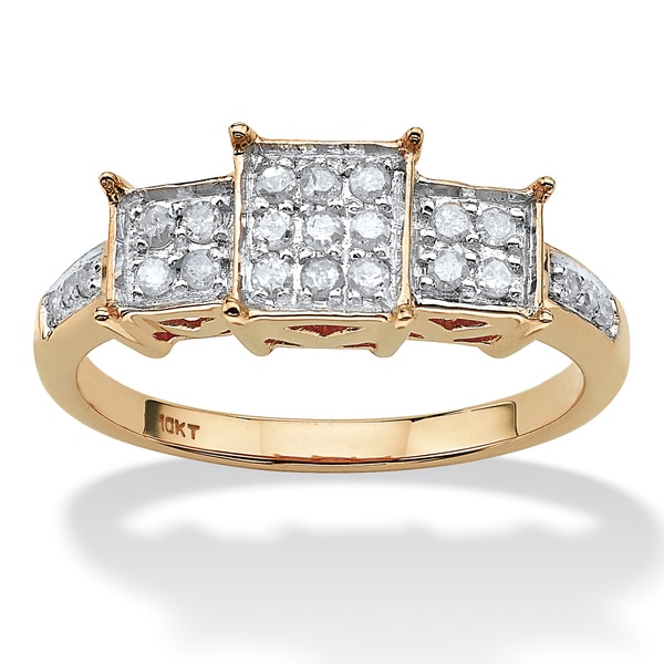1/6 TCW Round Diamond Square-Shaped Ring in 10k Yellow Gold