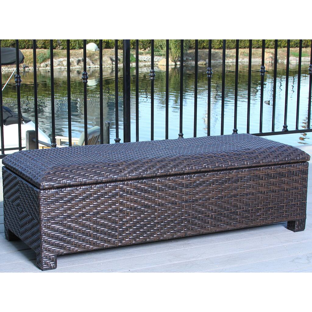 Santiago Brown Wicker Storage Ottoman by Christopher Knight Home