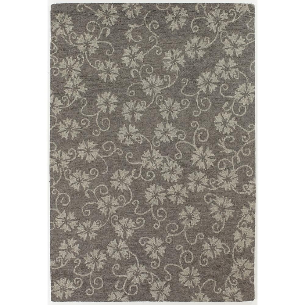 Hand tufted Gray Floral Mandara New Zealand Wool Rug (5 X 76)