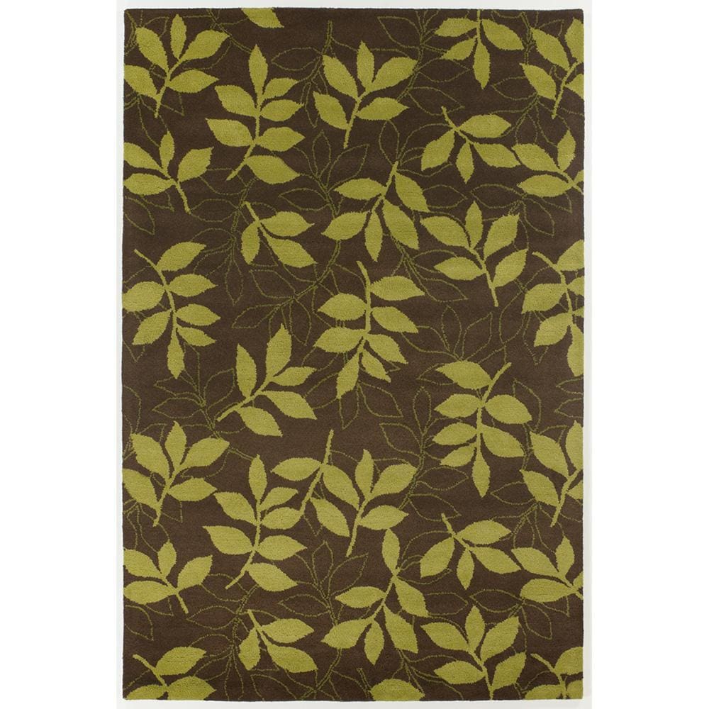 Hand tufted Green Leaf Mandara New Zealand Wool Rug (5 X 76)