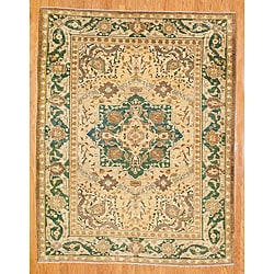 Afghani Hand knotted Green/ Brown Oushak Wool Rug (7'11 x 10'1) Herat Oriental 7x9   10x14 Rugs