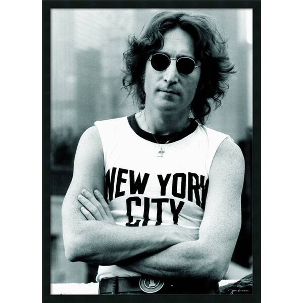 slide 2 of 11, 'John Lennon - NYC' 25 x 37-inch Framed Art Print with Gel Coated Finish