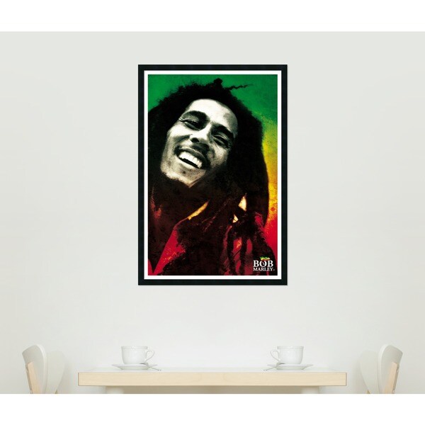 Bob Marley - Paint' Framed Art Print with Gel Coated Finish - Bed