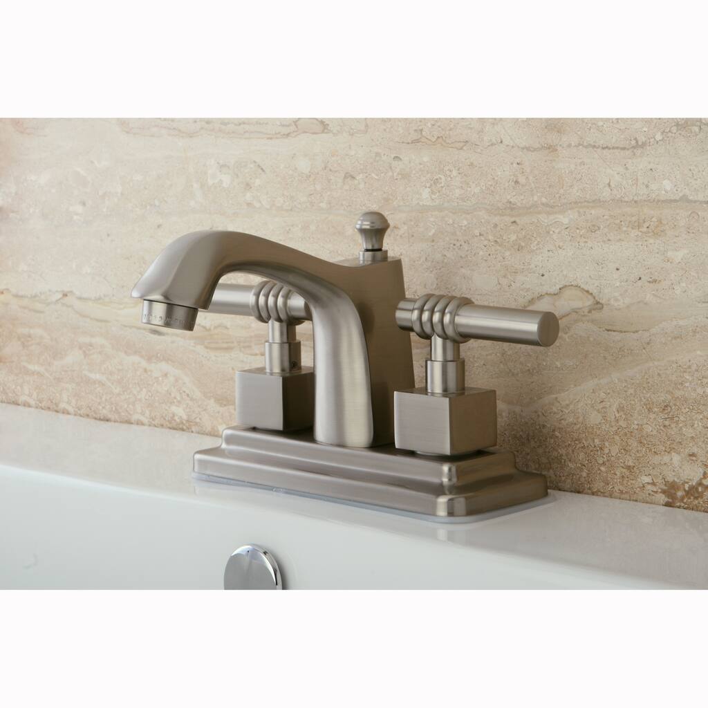 Satin Nickel Centerset Bathroom Two-Lever Faucet