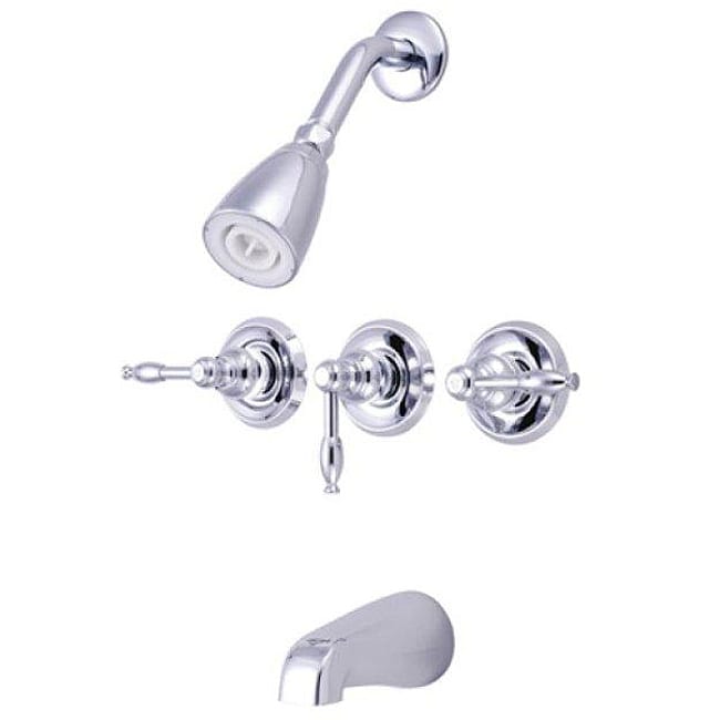 Shop Triple Handle Chrome Tub And Shower Faucet Overstock 5870620