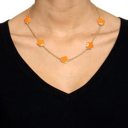 necklace and earring set orange gems