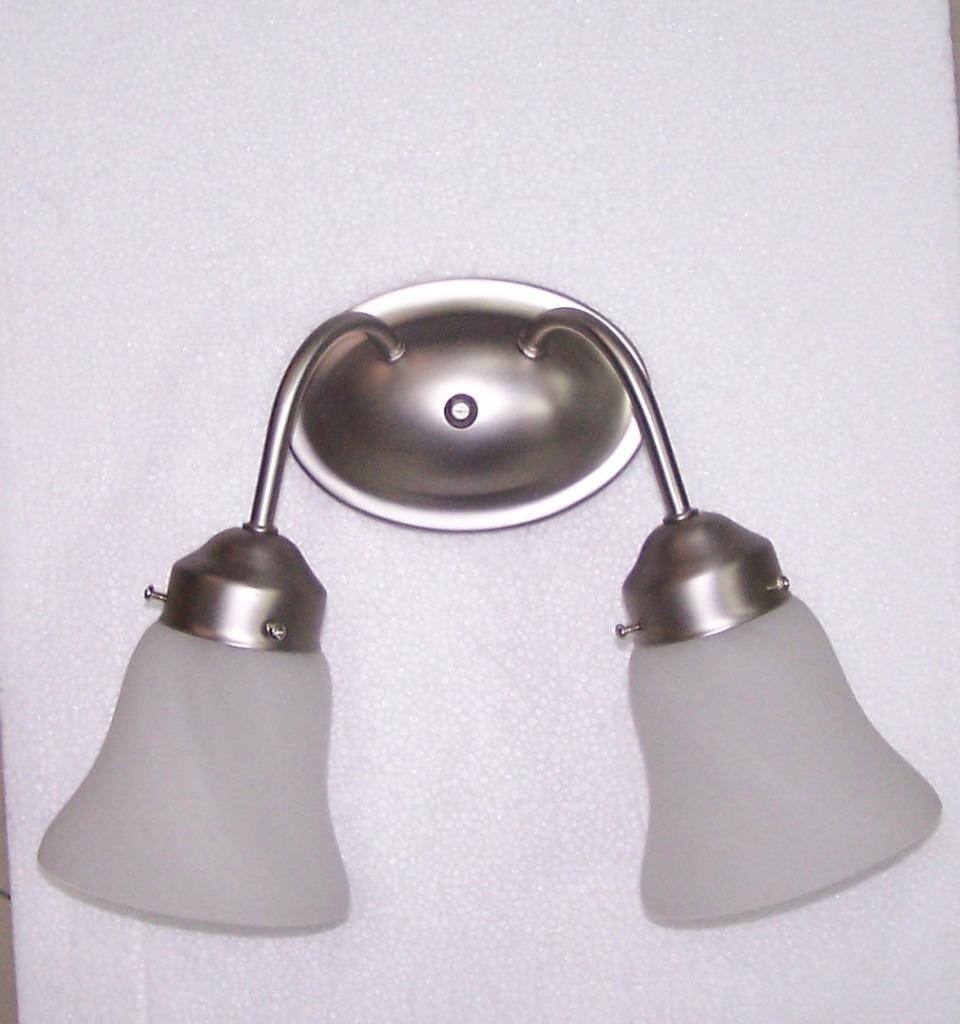 Transitional 2-light Brushed Nickel Bath Wall Sconce