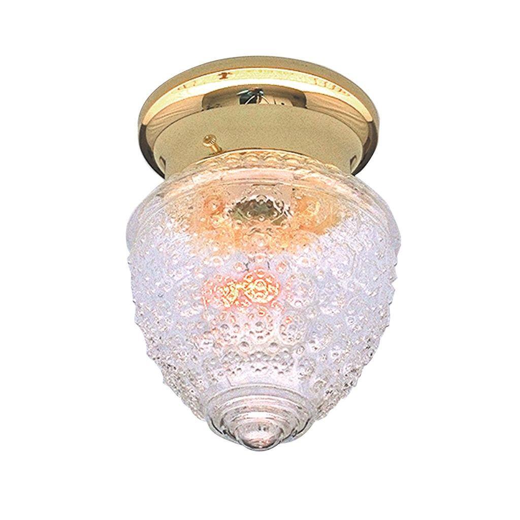 Transitional Polished Brass One-Light Flush Sconce with Crystal Glass Shade