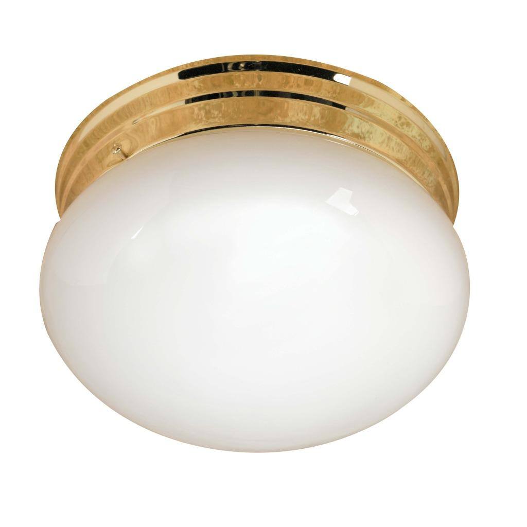 Transitional Polished Brass One-Light Flush Sconce with Hardwired Switch