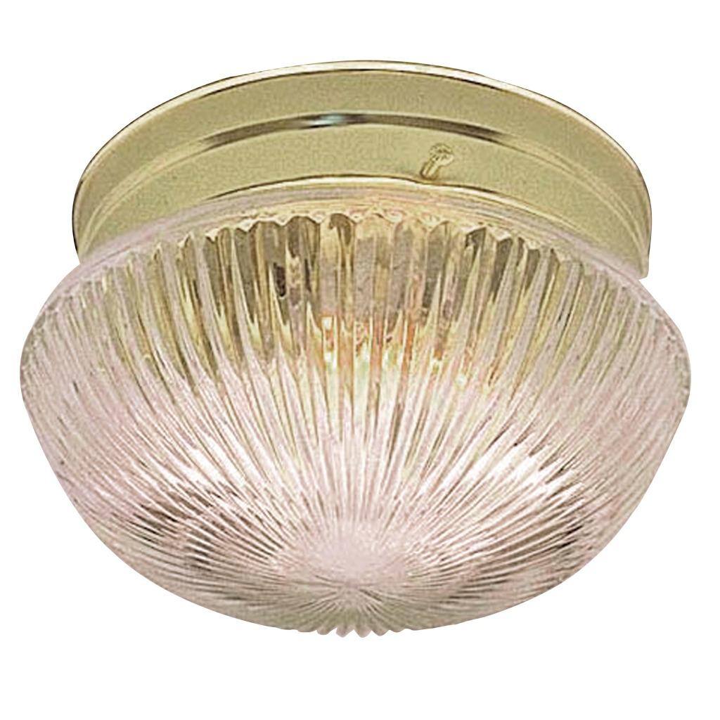 Transitional Indoor One-Light Polished-Brass Flush Fixture