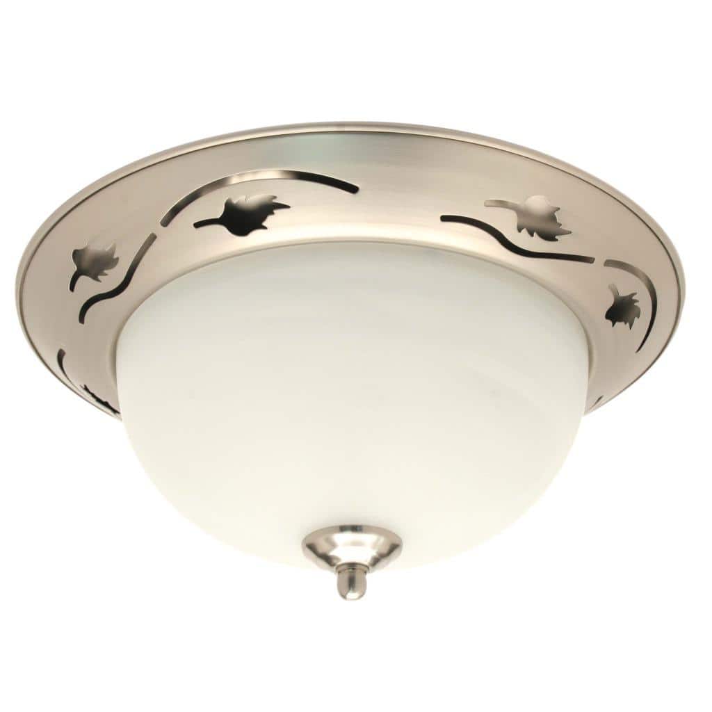 Transitional 1-light Brushed Nickel Flush Fixture