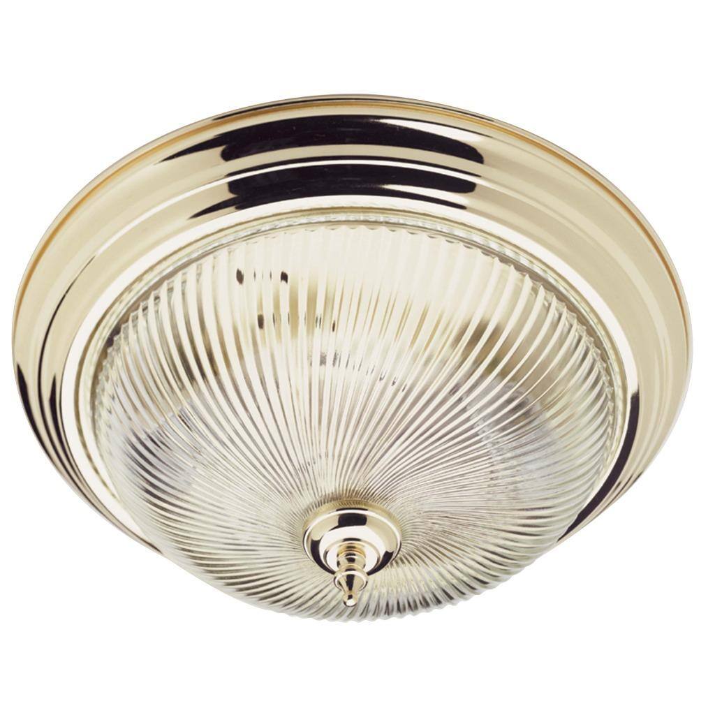 Transitional 2-light Polished Brass Flush Fixture