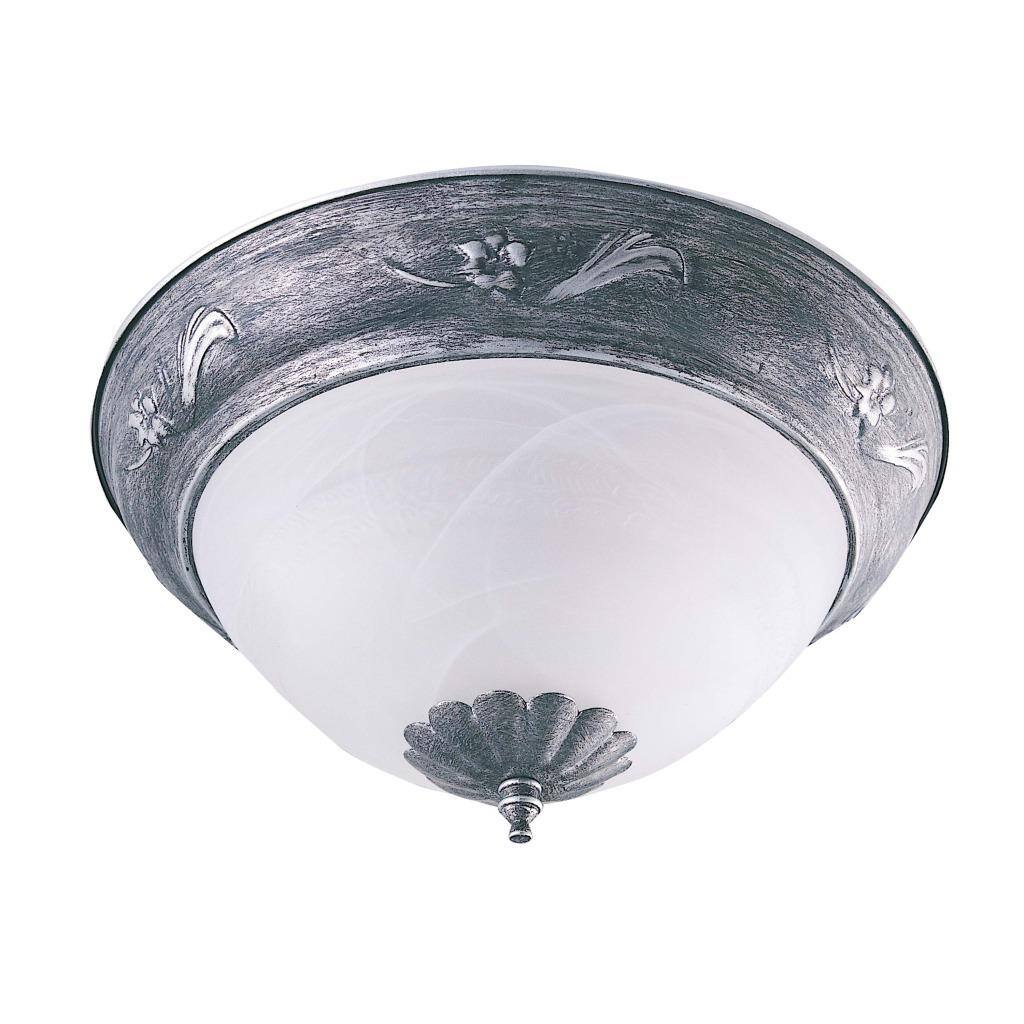 Transitional Two-Light Antique-Pewter Flush-Mount Indoor Fixture
