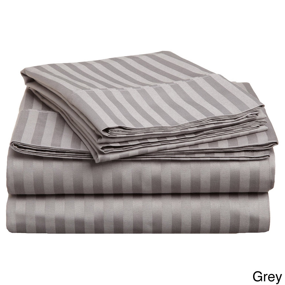 Egyptian Cotton 300 Thread Count Striped Split King Sheet Set