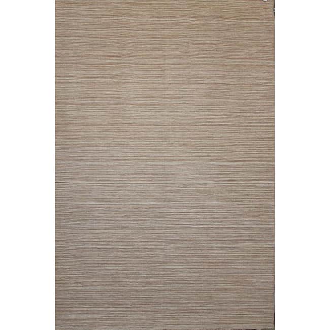 Hand-knotted Mediterranean Brown Stripe Wool Rug (6' x 9') - 6' x 9'/Surplus