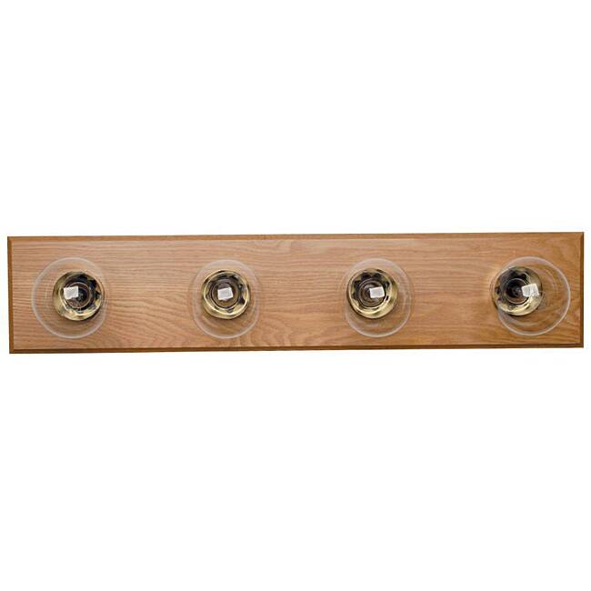 Aztec Lighting Transitional 4-light Brass and Oak Bath Fixture
