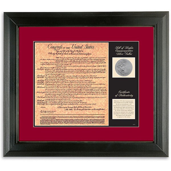 American Coin Treasures Commemorative Silver Coin and Bill of Rights Facsimile
