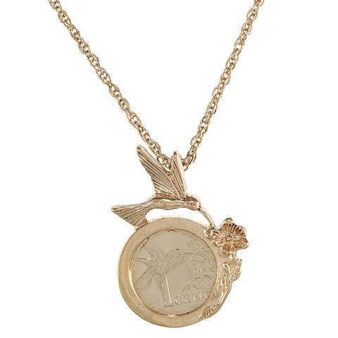 American Coin Treasures Hummingbird Goldtone Necklace