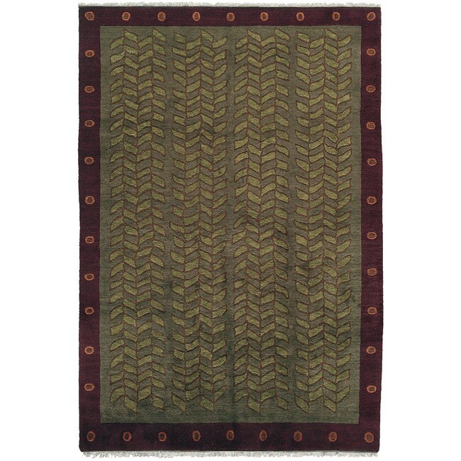 Nepalese Hand-knotted Green Kelp Wool Rug (2'6 x 10')