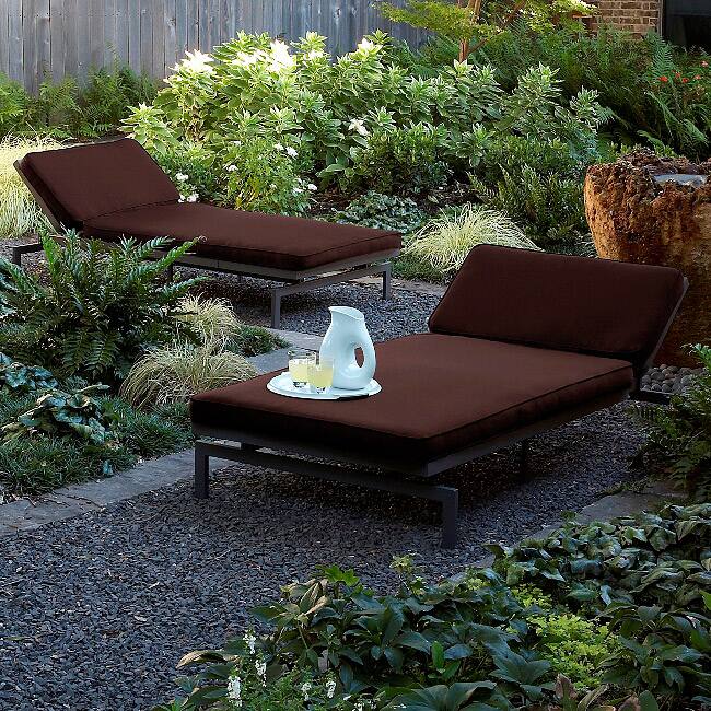 Alyssa Bay Brown Adjustable Outdoor Chaise with Sunbrella Fabric