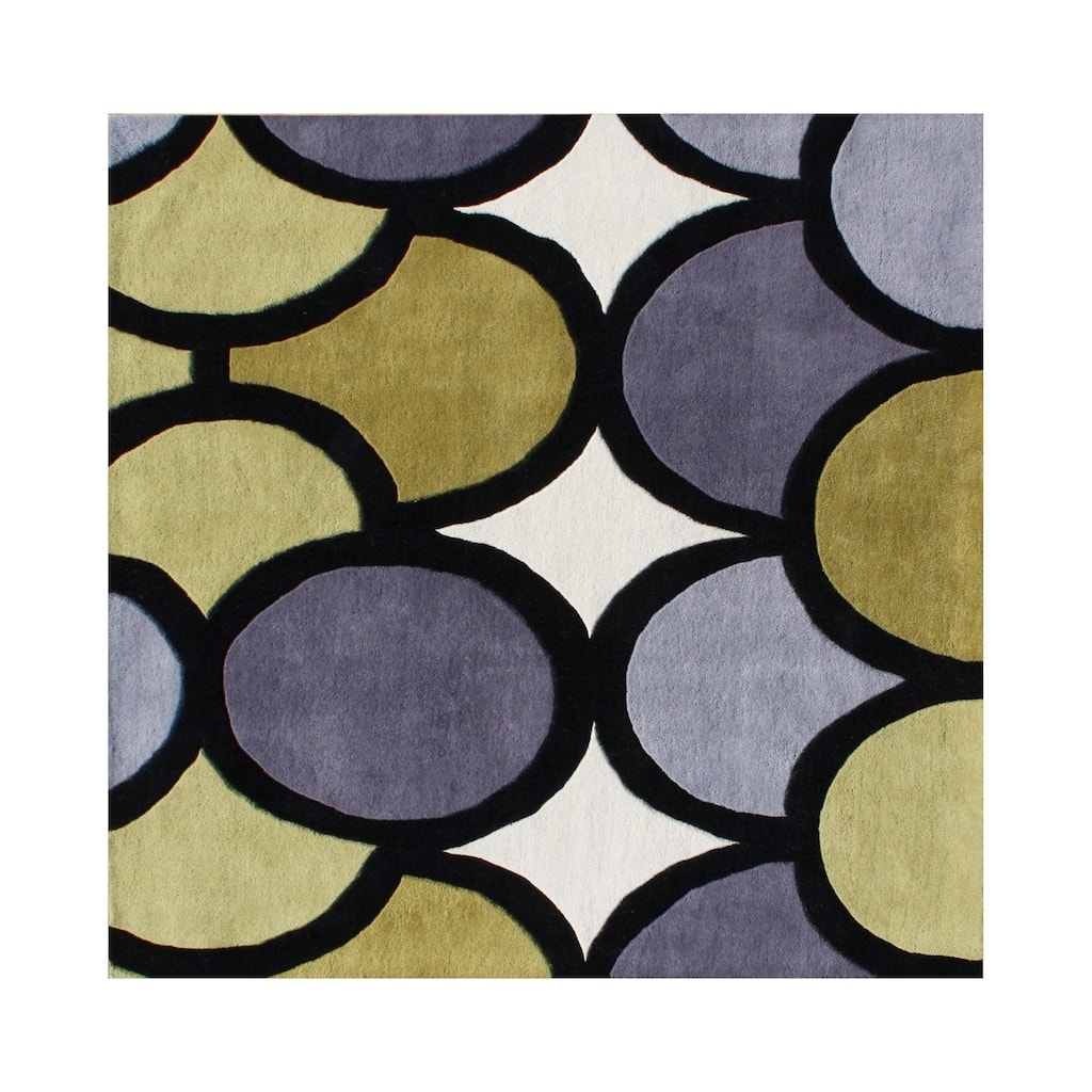 Alliyah Handmade Green New Zealand Blend Wool Rug (6' Square) - 6' x 6'