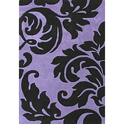 Hand-crafted Purple Tone-On-Tone Bordered Wool Rug (9' x 13 ...