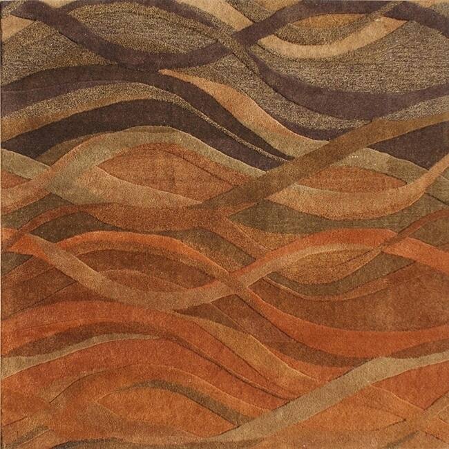 Alliyah Handmade Rust New Zealand Blend Wool Rug - 6' x 6'