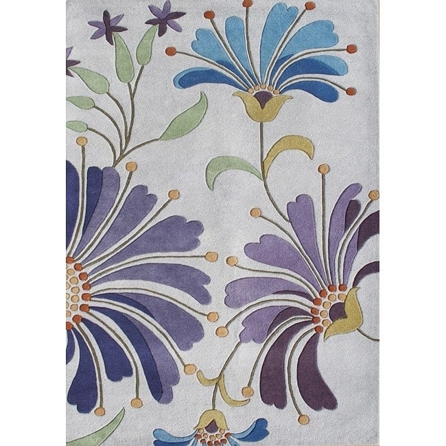 Alliyah Handmade Light Purple New Zealand Blend Wool Rug - 5' x 8'