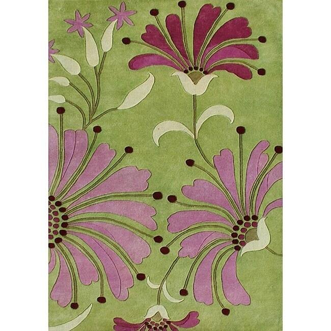 Alliyah Handmade Green New Zealand Blend Wool Rug (8' x 10') - 8' x 10'