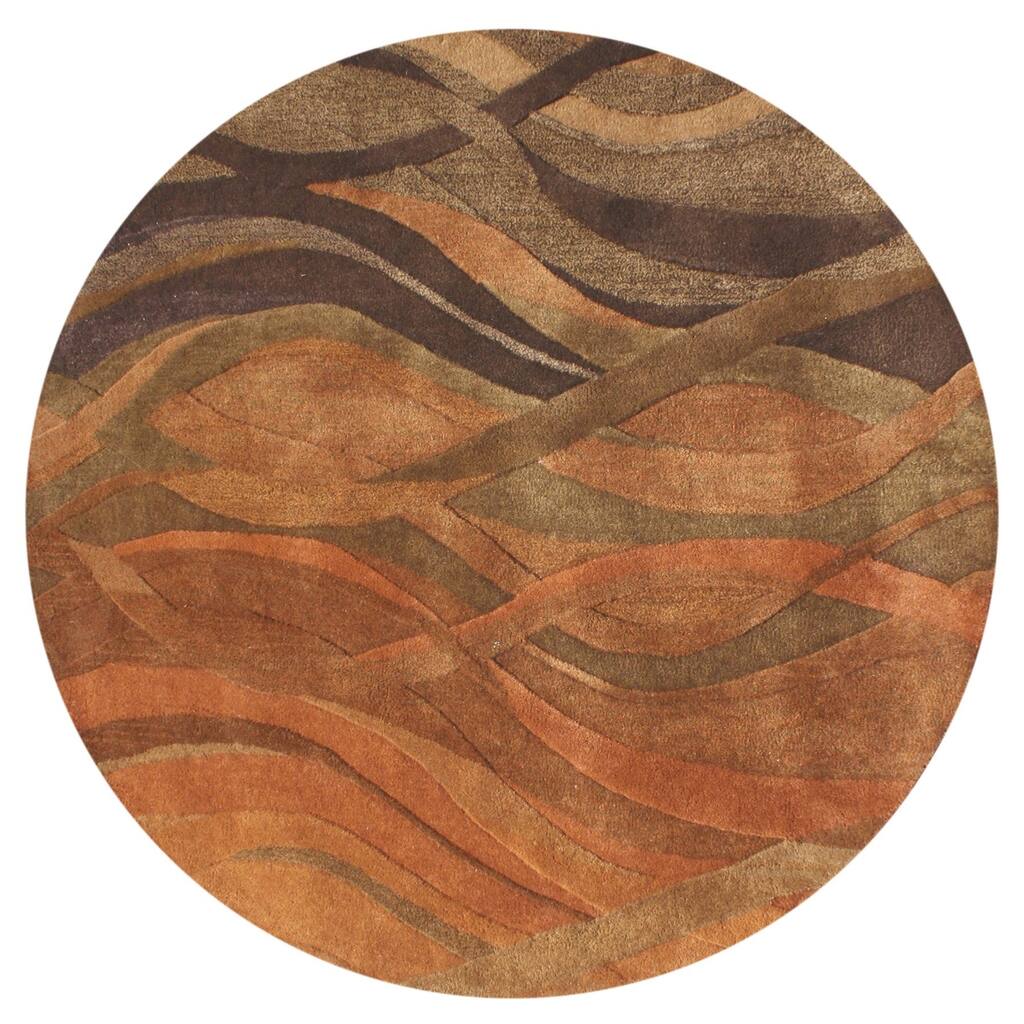 Alliyah Handmade Multi Abstract New Zealand Blend Wool Rug - 6' x 6'