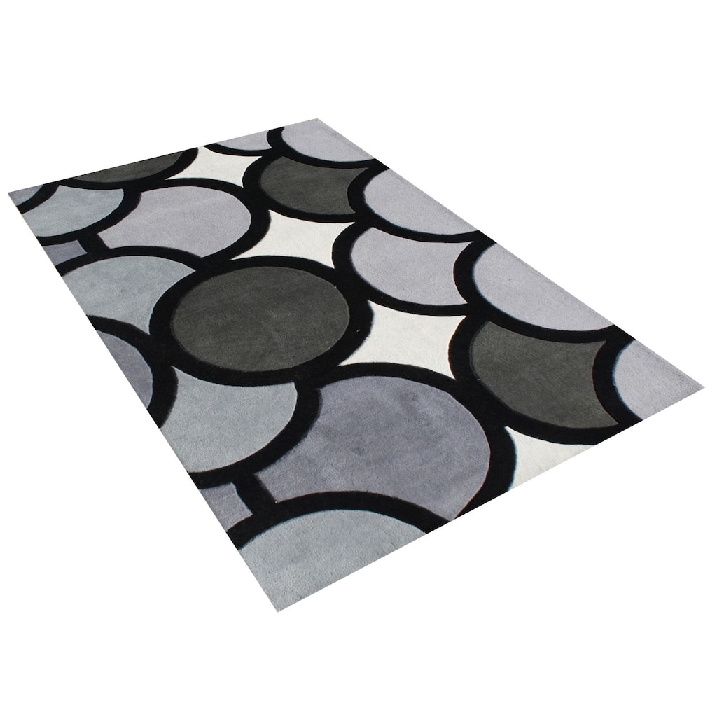 Alliyah Handmade Grey New Zealand Blend Wool Rug - Grey/Ivory - 4' x 6'