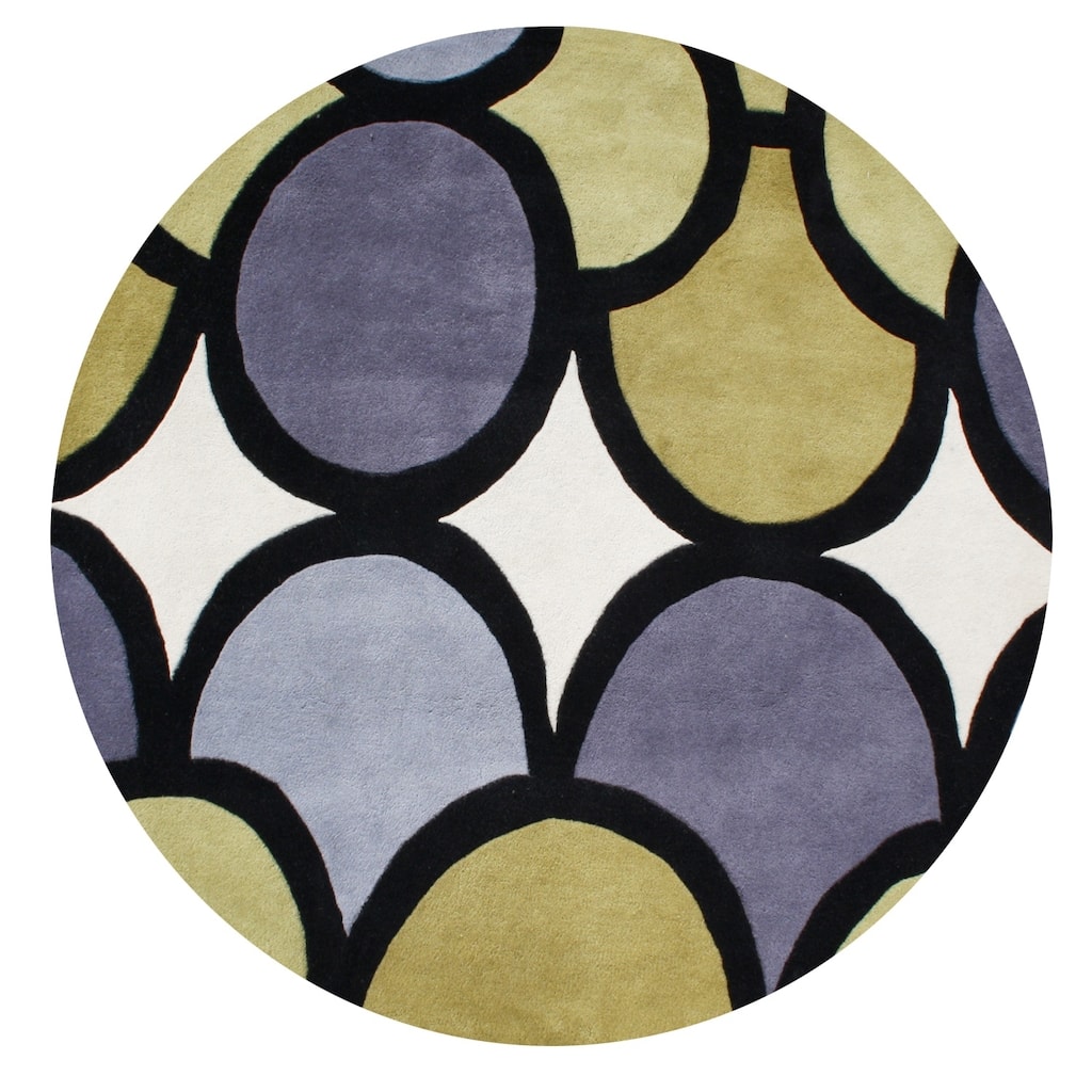 Alliyah Handmade Green New Zealand Blend Wool Rug (6' Round) - 6' x 6' Round