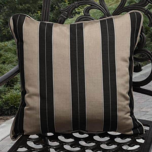 Clara Indoor/ Outdoor Brown/ Black Stripe Pillows made with Sunbrella (Set of 2)
