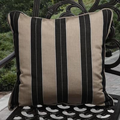 Clara Indoor/ Outdoor Brown/ Black Stripe Pillows made with Sunbrella (Set of 2)