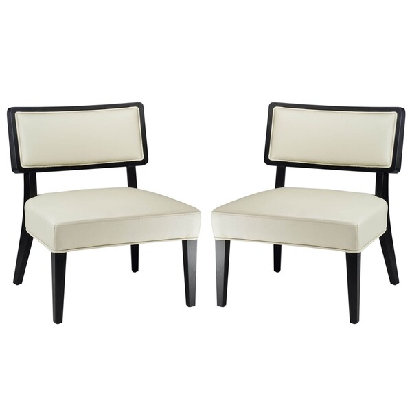 Shop Safavieh Metro Leather Cream Living Room Chairs (Set of 2) Black