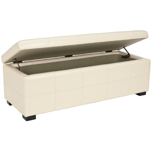 Shop Safavieh Broadway Flat Cream Leather Large Size Storage Bench