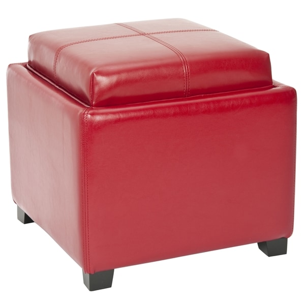 Safavieh Broadway Single Tray Red Leather Storage Ottoman - Free Safavieh Broadway Single Tray Red Leather Storage Ottoman - Safavieh Broadway Single Tray Red Leather Storage Ottoman - Free